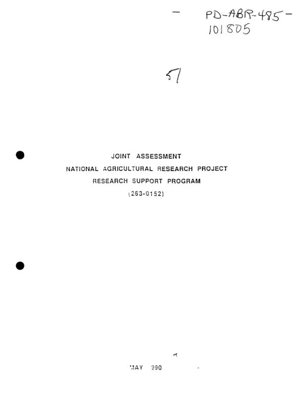 Joint assessment : national agricultural research project [NARP] research support program [RSP] (263-0152)