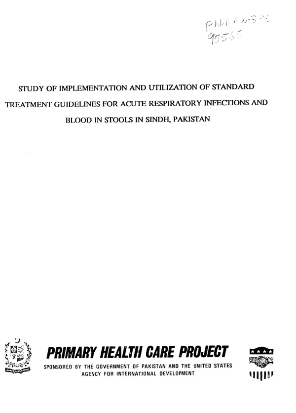 Study of implementation and utilization of standard treatment guidelines for acute respiratory infections and blood in stools in Sindh, Pakistan