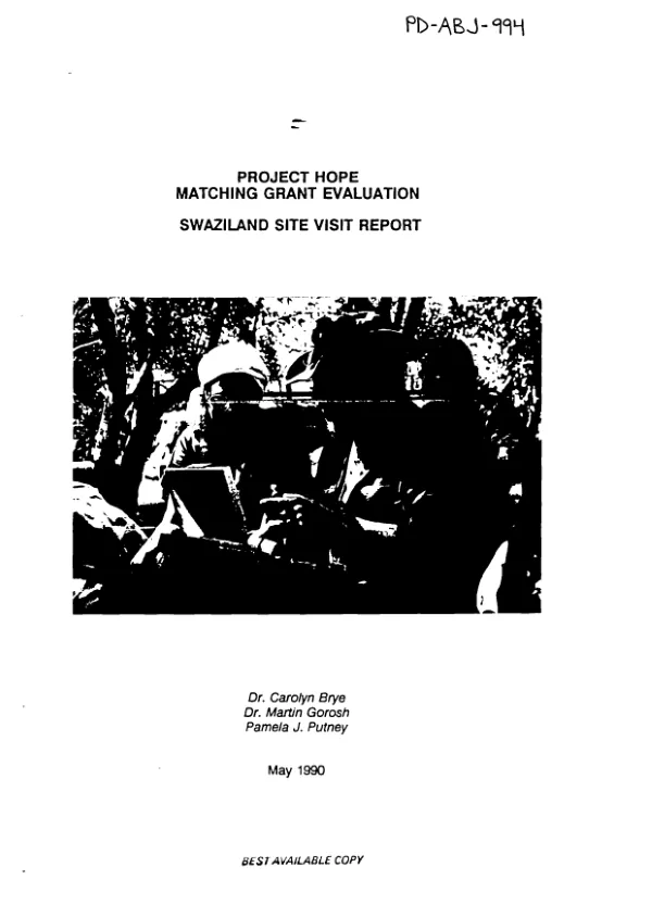 Project HOPE matching grant evaluation : Swaziland site visit report