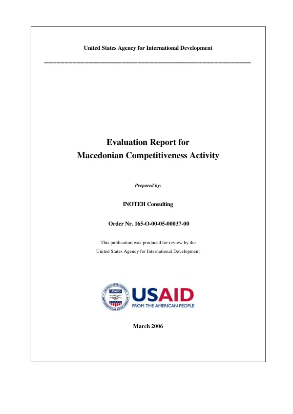 Evaluation report for Macedonian competitiveness activity
