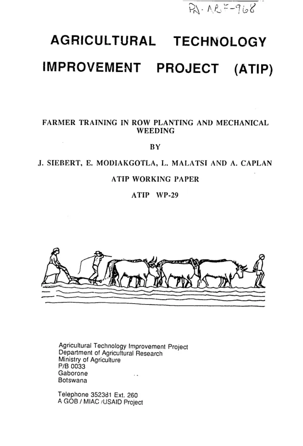 Farmer training in row planting and mechanical weeding