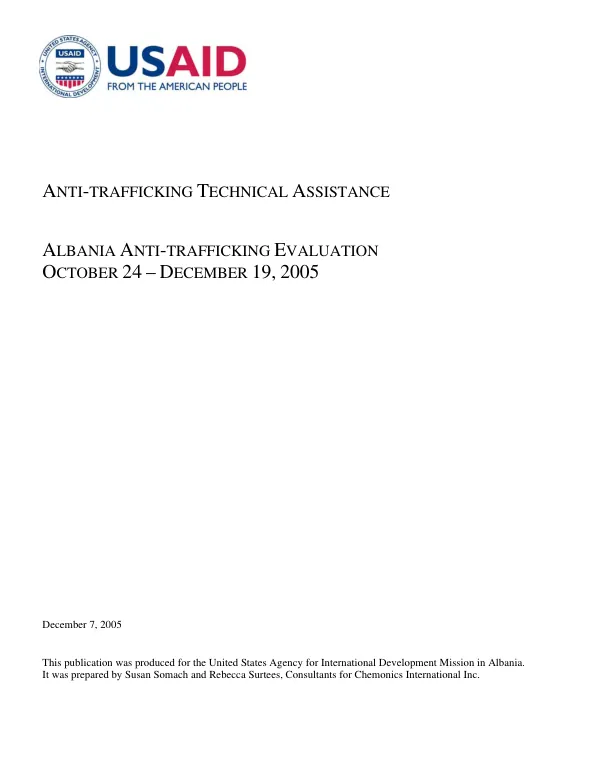 Anti-trafficking technical assistance : Albania anti-trafficking evaluation, October 24-December 19, 2005