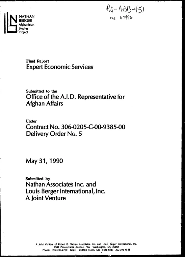 Final report : expert economic services