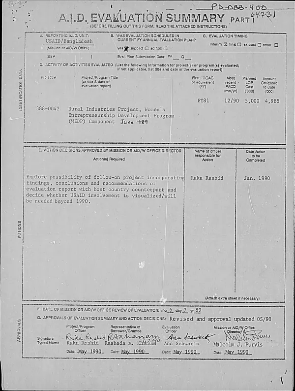 Rural industries project, women"s entrepreneurship development program (WEDP) component, June 1989