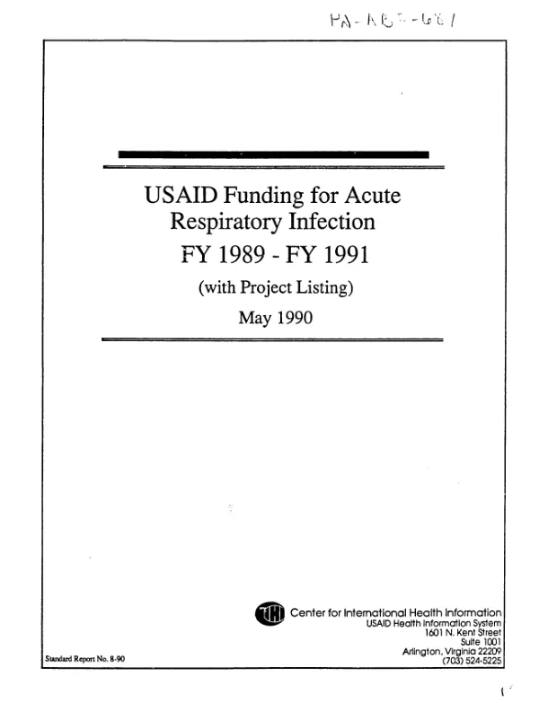 USAID funding for acute respiratory infection, FY 1989-FY 1991 (with project listing)