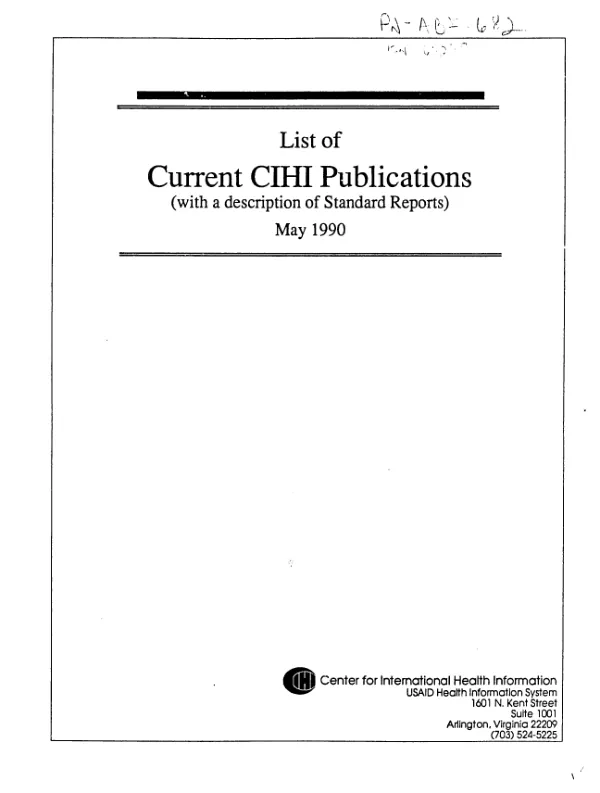 List of current CIHI publications (with a description of standard reports)
