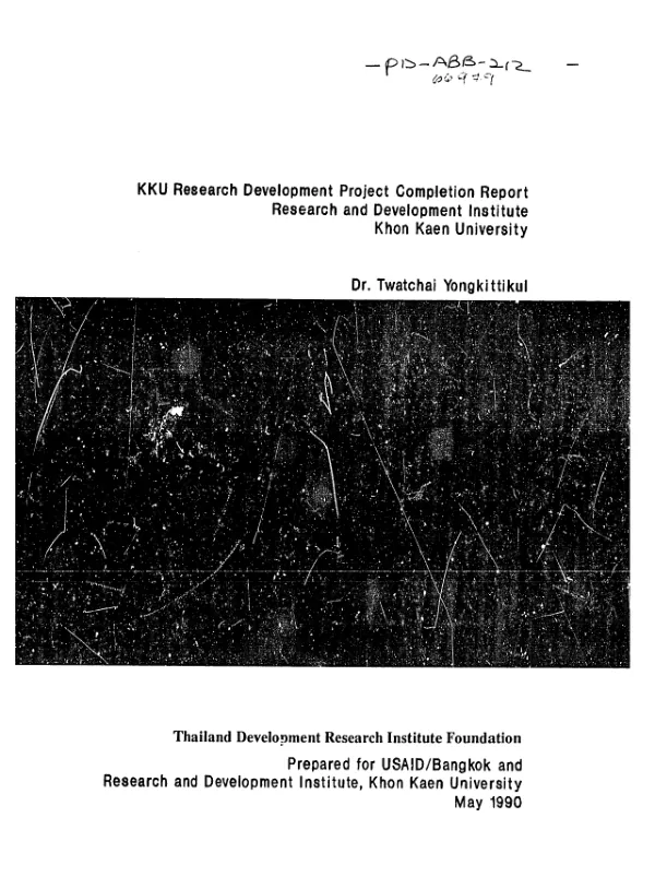 KKU research development project completion report, Research and Development Institute, Khon Kaen University