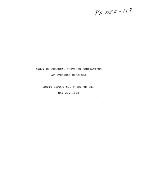 Audit of personal services contracting at overseas missions