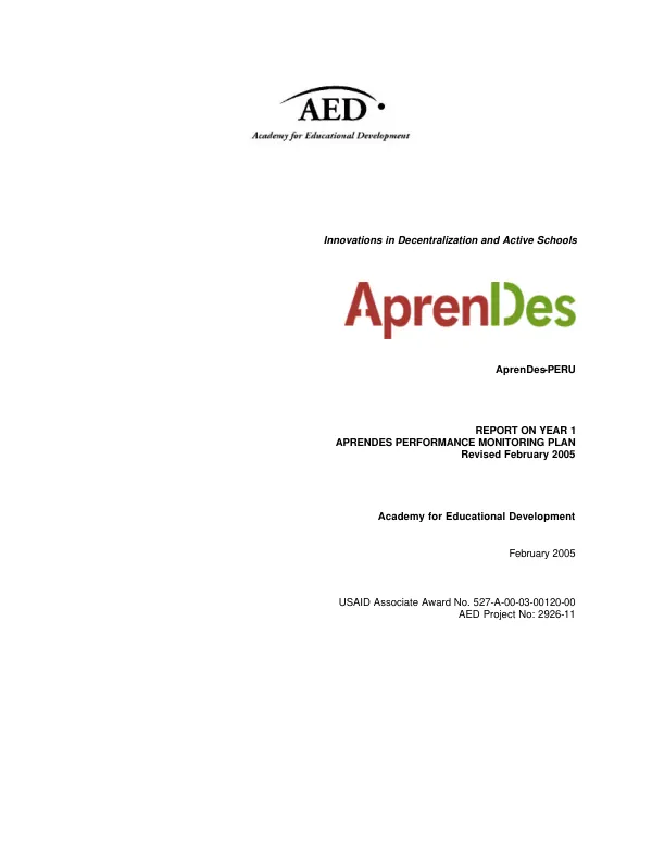 AprenDes-Peru : report on year 1 AprenDes performance monitoring plan