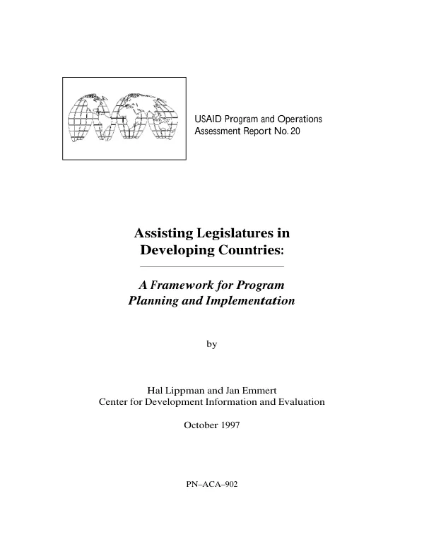 Assisting legislatures in developing countries : a framework for program planning and implementation