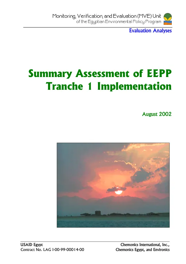 Evaluation analysis : summary assessment of EEPP tranche 1 implementation