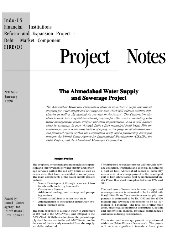 Ahmedabad water supply and sewerage project