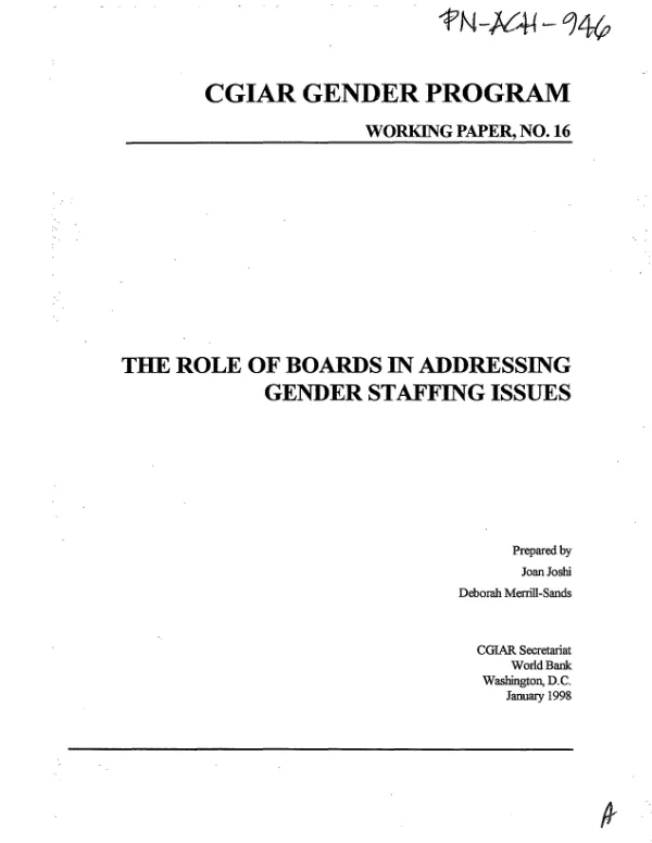 The role of boards in addressing gender staffing issues
