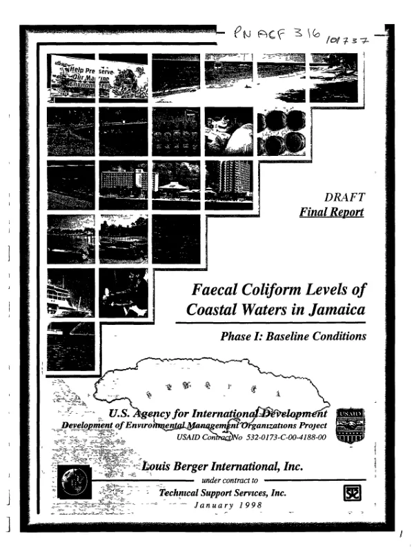 Faecal [Fecal] coliform levels of coastal waters in Jamaica -- phase I : baseline conditions
