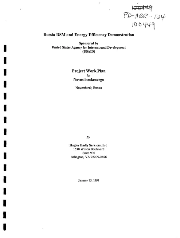 Russia DSM [demand-side management] and energy efficiency demonstration : project work plan for Novosibirskenergo, Novosibirsk, Russia