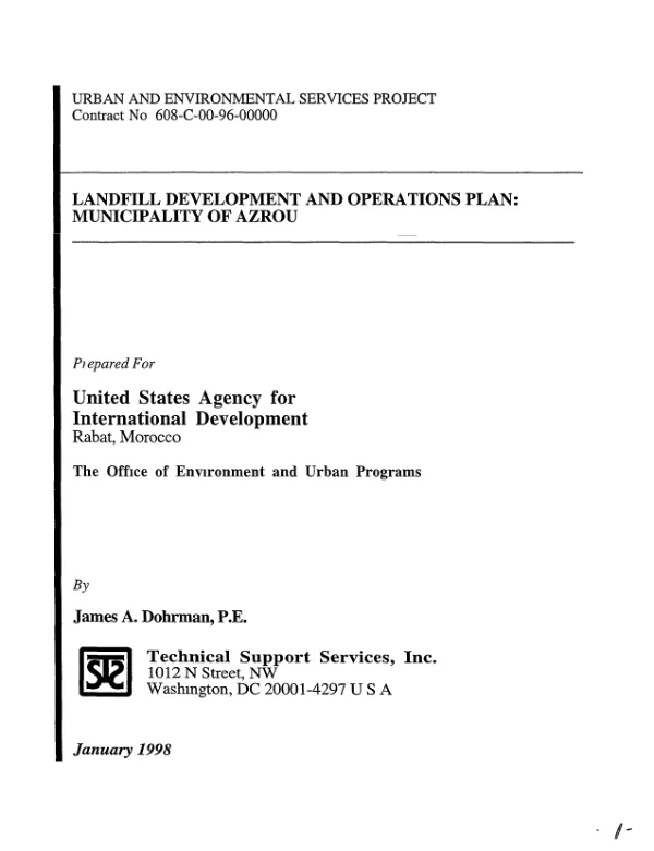 Landfill development and operations plan : municipality of Azrou