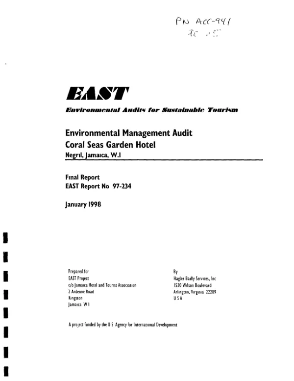 Environmental management audit : Coral Seas Garden Hotel, Negril, Jamaica, W.I. -- final report