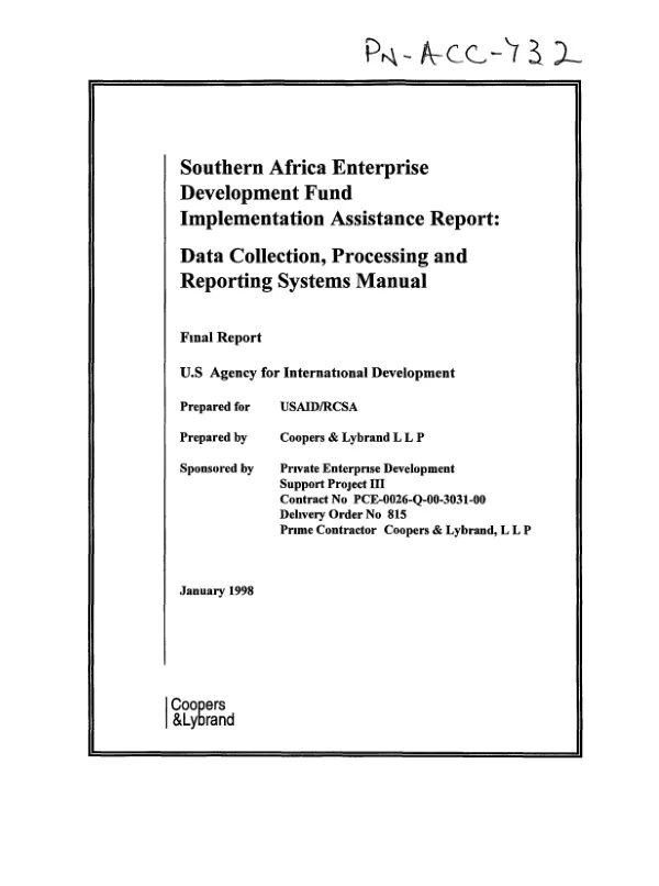 Southern Africa Enterprise Development Fund implementation assistance report : data collection, processing and reporting systems manual final report