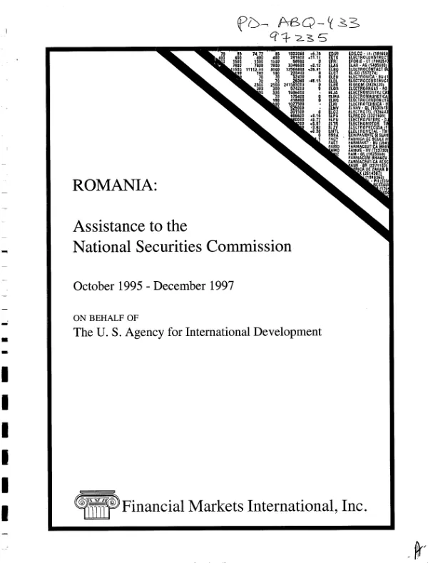 Romania : assistance to the National Securities Commission -- final report