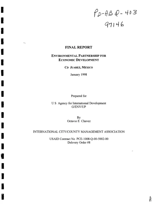 Final report : environmental partnership for economic development, Cd. Juarez, Mexico