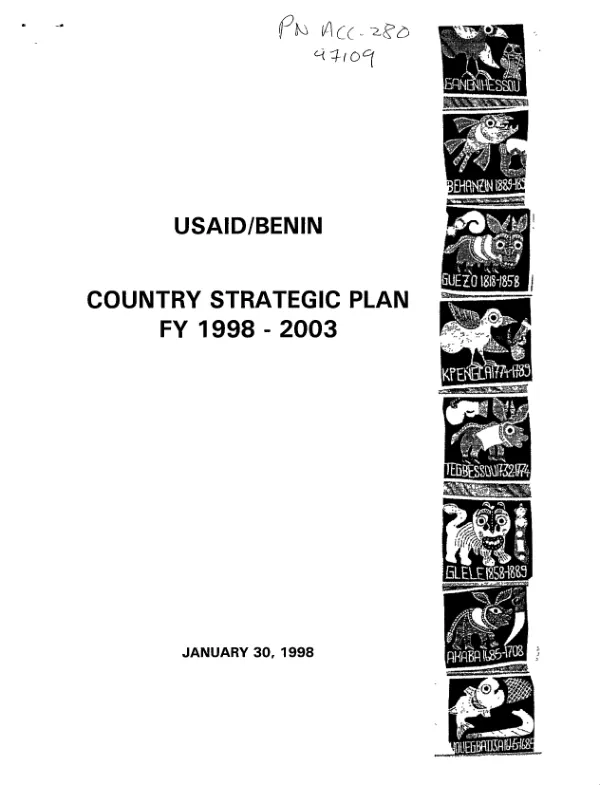 USAID/Benin : country strategic plan FY 1998-2003