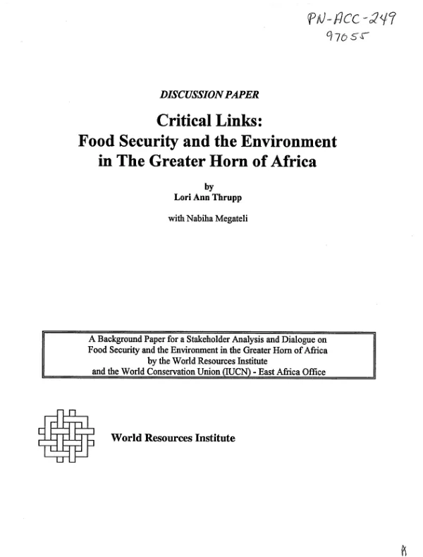 Critical links : food security and the environment in the Greater Horn of Africa