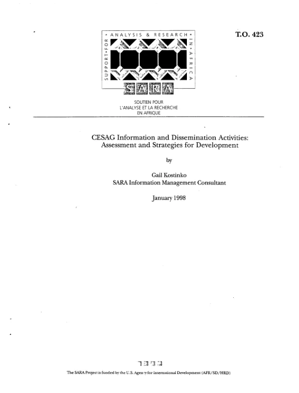 CESAG [Centre Africain d"Etudes Superieures en Gestion] information and dissemination activities : assessment and strategies for development
