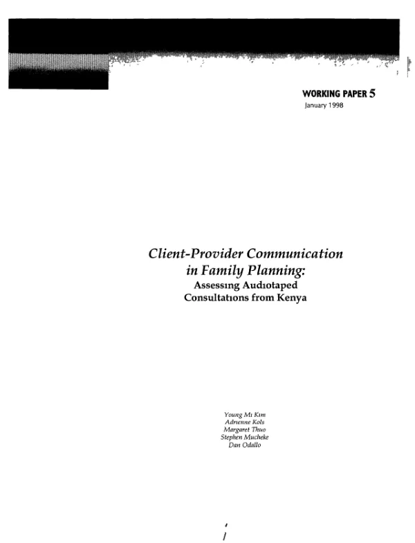 Client-provider communication in family planning : assessing audiotaped consultations from Kenya