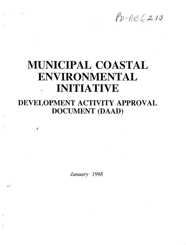 Municipal coastal environmental initiative : development activity approval document (DAAD)
