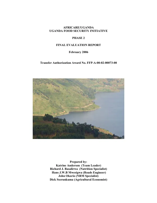 Africare/Uganda : Uganda food security initiative -- phase 2 : final evaluation report