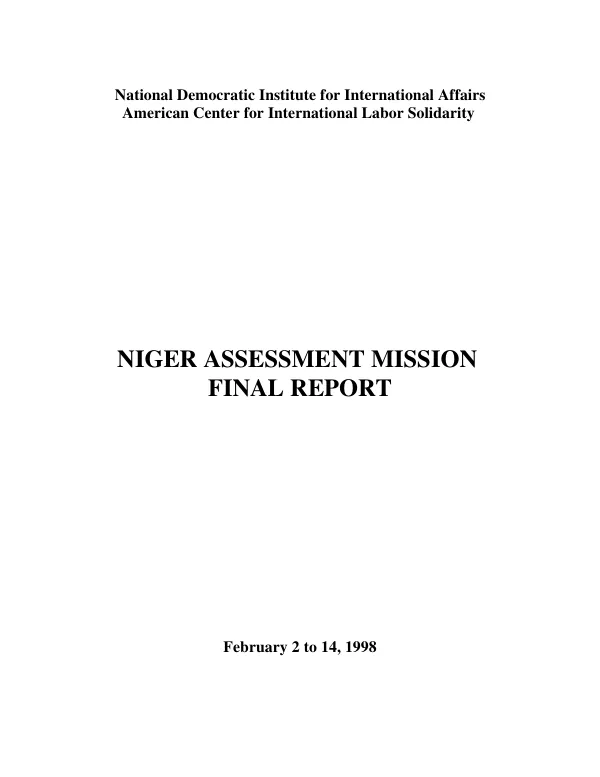 Niger assessment mission final report