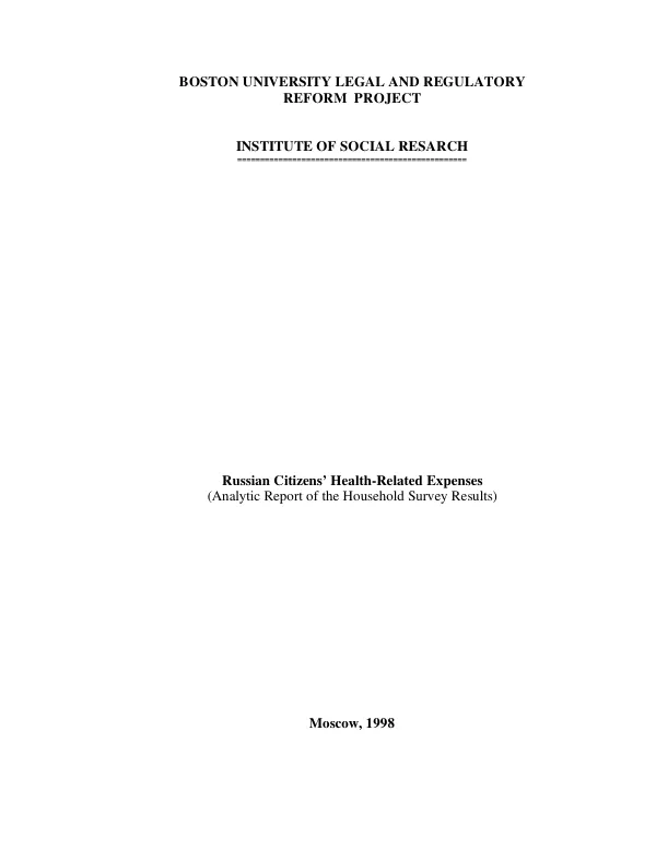 Russian citizens" health-related expenses (analytic report of the household survey results)