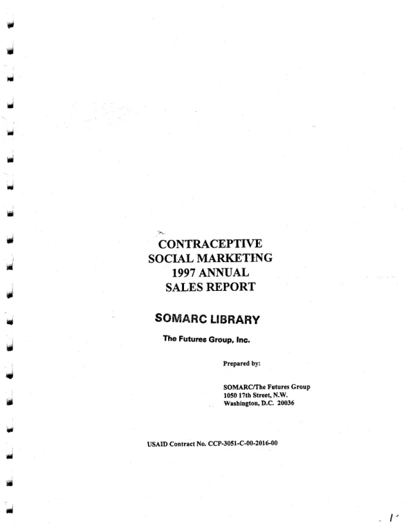 Contraceptive social marketing 1997 annual sales report