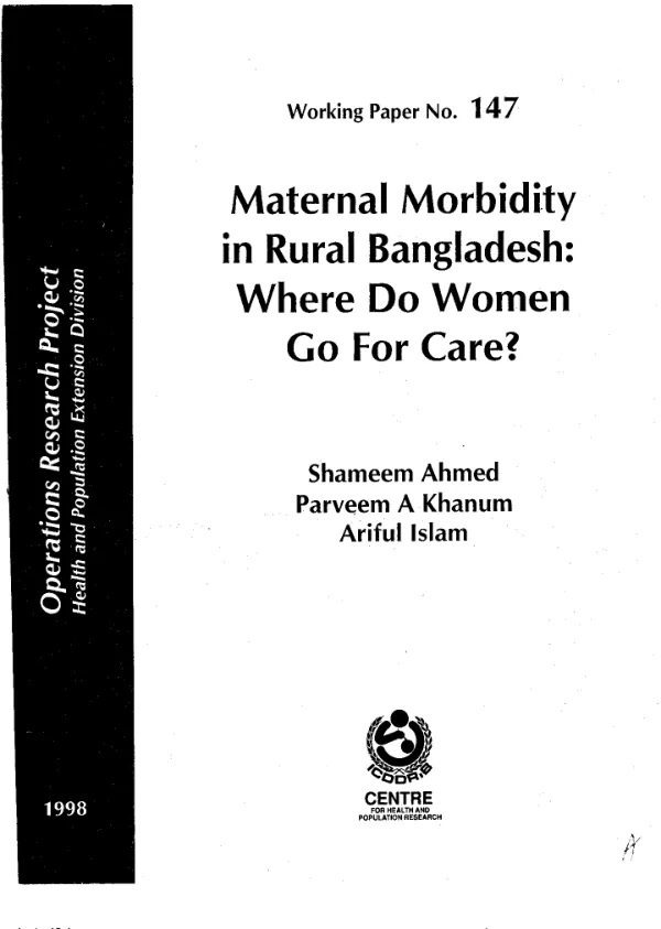 Maternal morbidity in rural Bangladesh : where do women go for care?