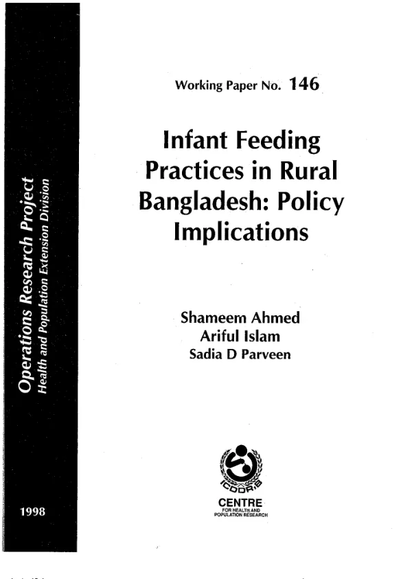 Infant feeding practices in rural Bangladesh : policy implications