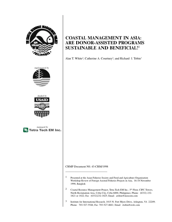 Coastal management in Asia : are donor-assisted programs sustainable and beneficial?