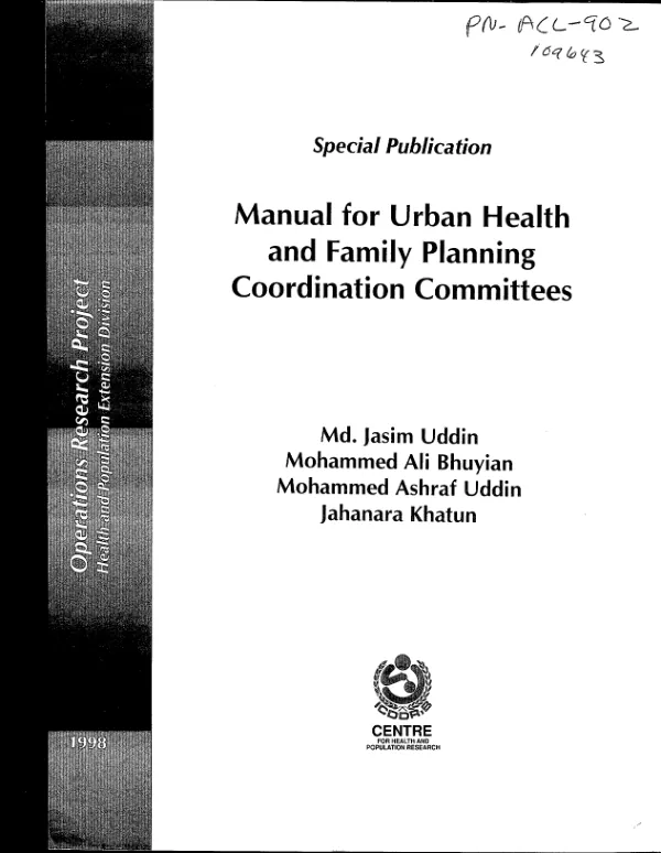 Manual for urban health and family planning coordination committees