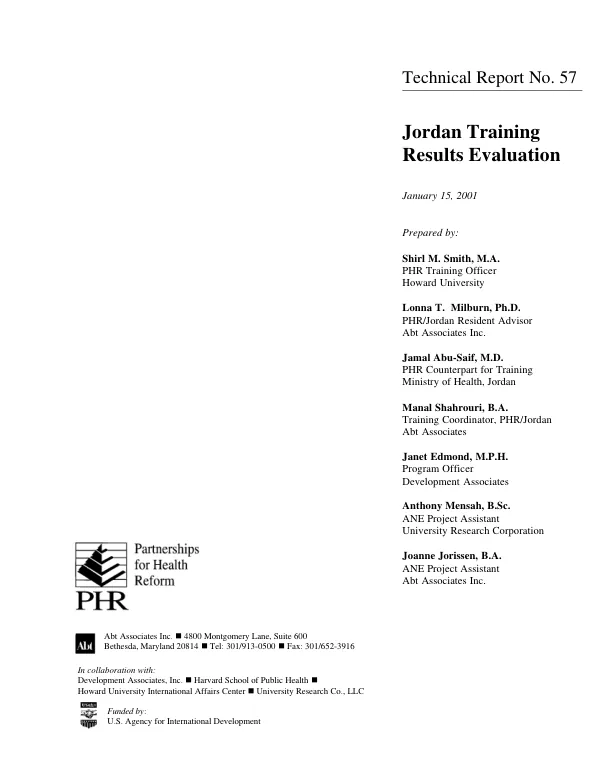 Jordan training results evaluation