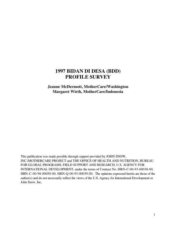 1997 Bidan di desa (BDD) profile survey
