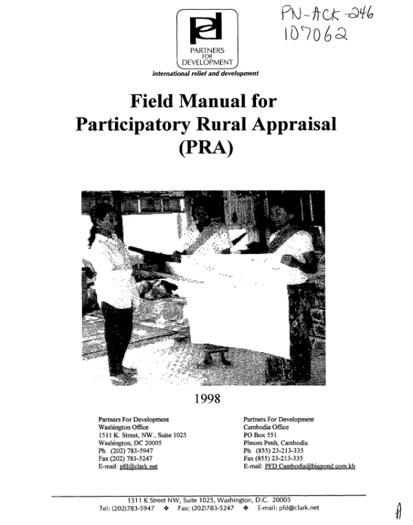 Field manual for participatory rural appraisal (PRA)