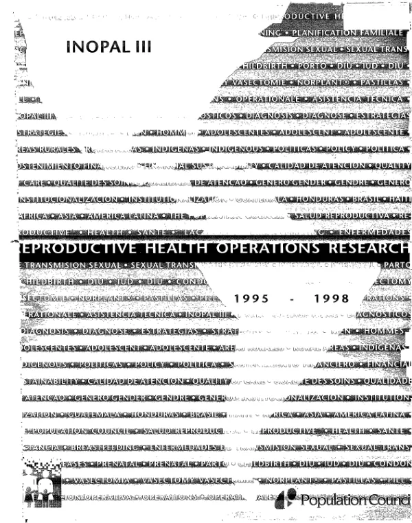 Reproductive health operations research
