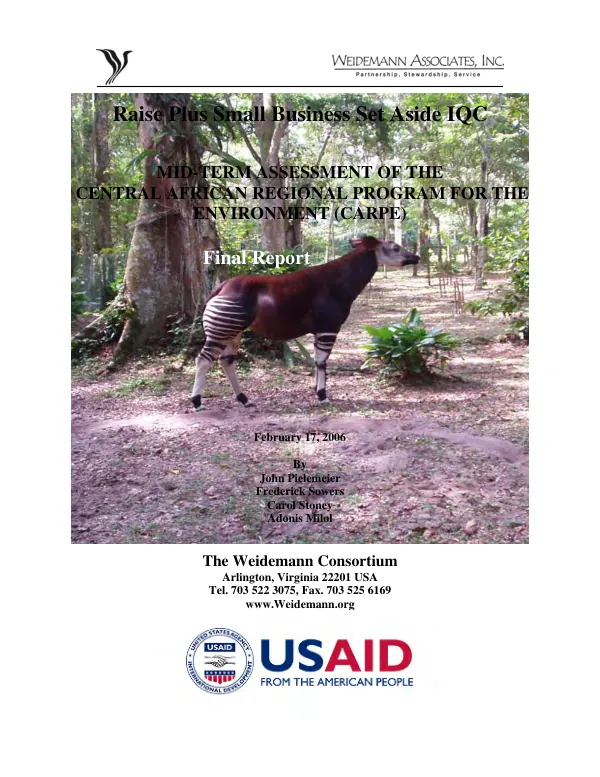 Mid-term assessment of the central African regional program for the environment (CARPE) : final report