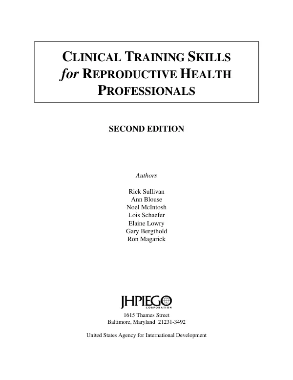 Clinical training skills for reproductive health professionals