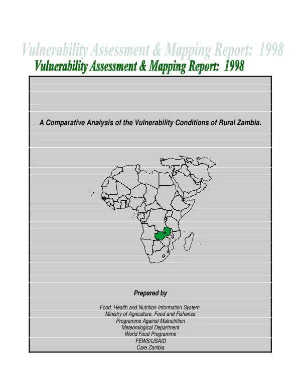 Vulnerability assessment and mapping report, 1998 : a comparative analysis of the vulnerability conditions of rural Zambia