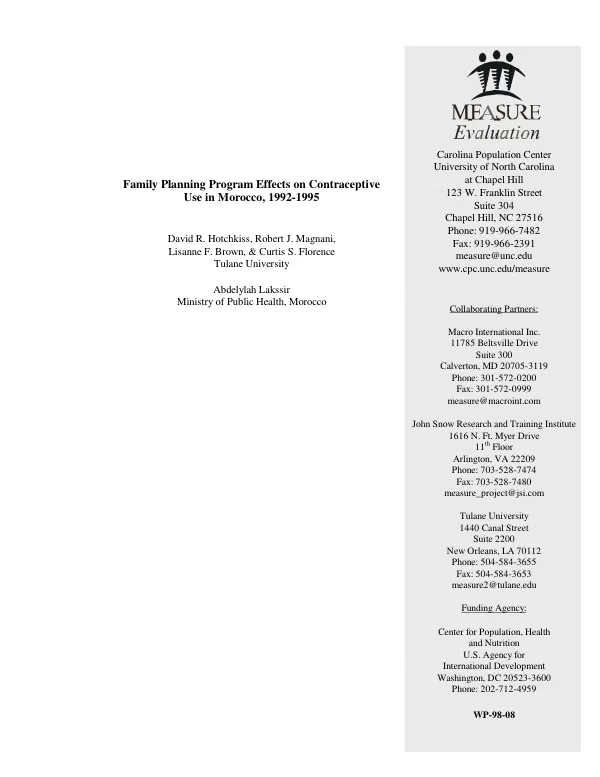 Family planning program effects on contraceptive use in Morocco, 1992-1995