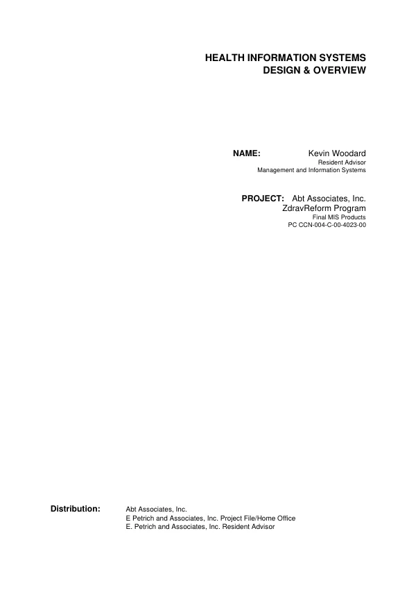 Health information systems design & overview