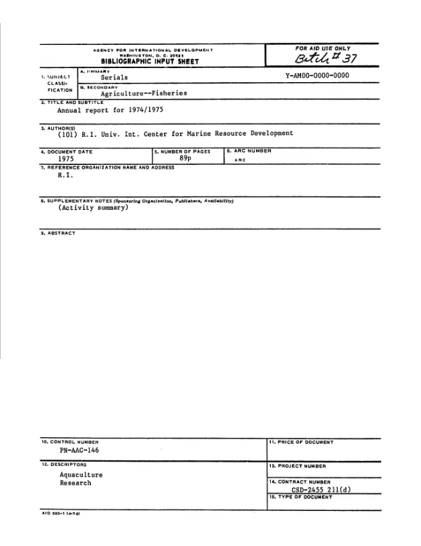 Annual report for 1974/1975