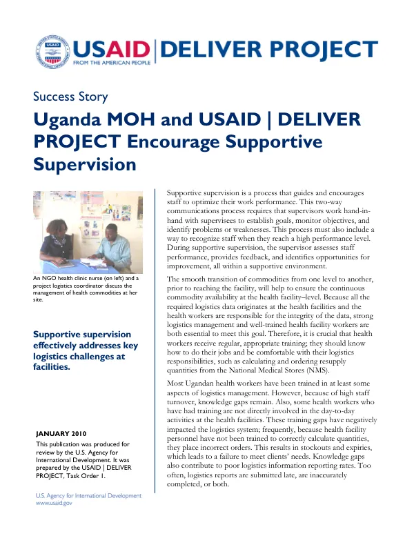 Success story : Uganda MOH and USAID | deliver project encourage supportive supervision