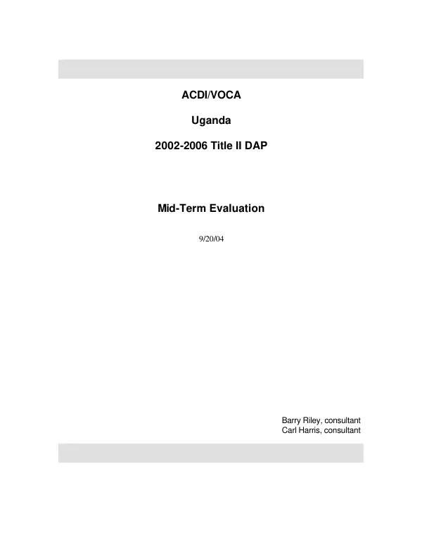 ACDI/VOCA : Uganda -- 2002-2006 Title II DAP : mid-term evaluation
