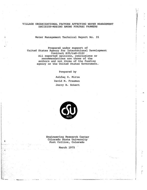 Village organizational factors affecting water management decision-making among Punjab farmers